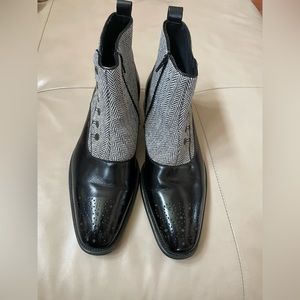 Giovanni | EDISON | Tweed and Leather Ankle Booties, Size 10